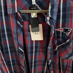 NFL Women’s New England Patriots Checkered Shirt - Navy and Crimson
